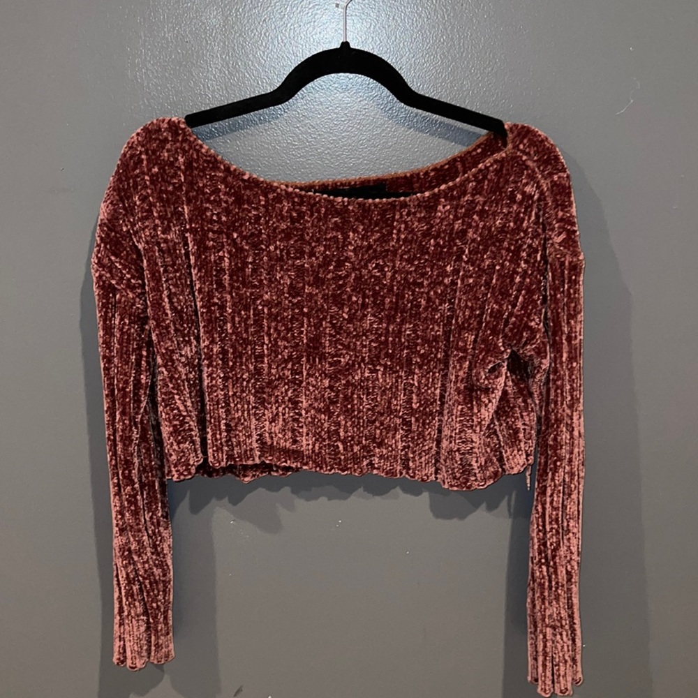 forever 21 cropped sweater. copper/ pink/ brown tone. super soft!! size small